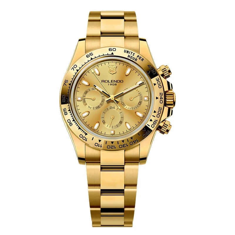 ROLENDO Luxury Men Automatic Diver Watch 40.5mm Mineral Crystal Luminous Date 300M Waterproof High-end Men's Wristwatch Gift