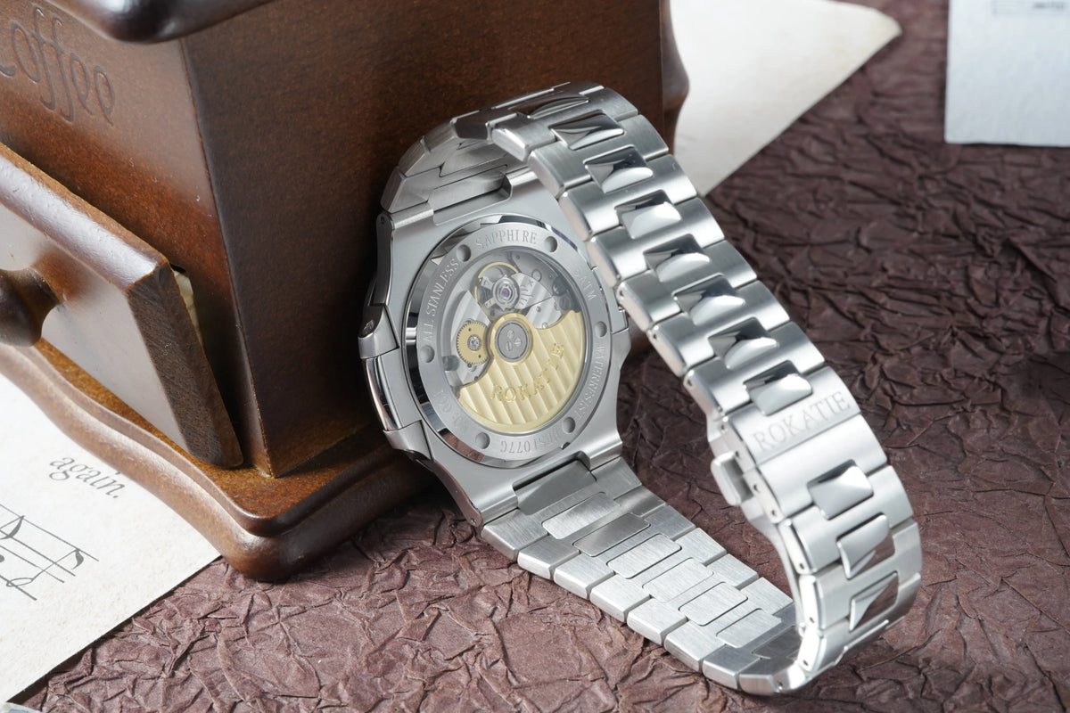 ROKATIE 2024 Luxury 9015 Japanese Movement Stainless Steel Watch 38mm Case Luminous Feature Day 50m Waterproof Watches for men