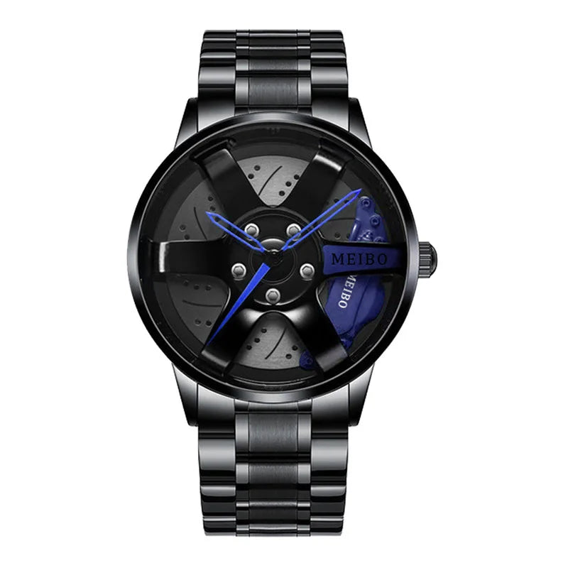2025 Top Men Leather Watches Men Car Wheel Hub Stainless Steel Quartz Watch For Mens Military Sports Watch Relogio Masculino
