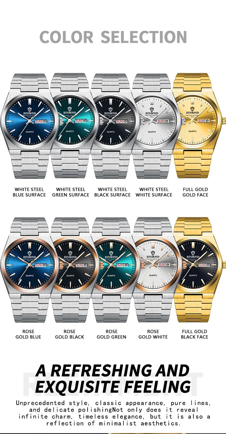 Luxury Square Sport Man Wristwatch Waterproof Luminous Chronograph Quartz Men's Watches Stainless Steel Men Watch Reloj