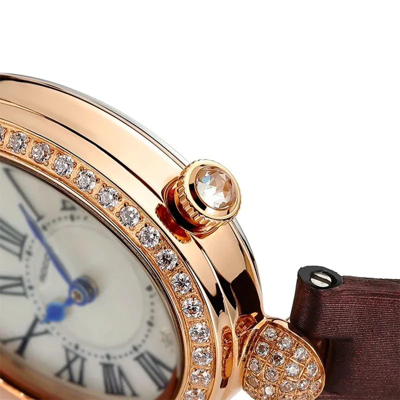 ROCOS Luxury Brand Woman Watch High Quality Fashion Oval Ladies Fashion Quartz watches Leather Waterproof  Watch for Women R0233
