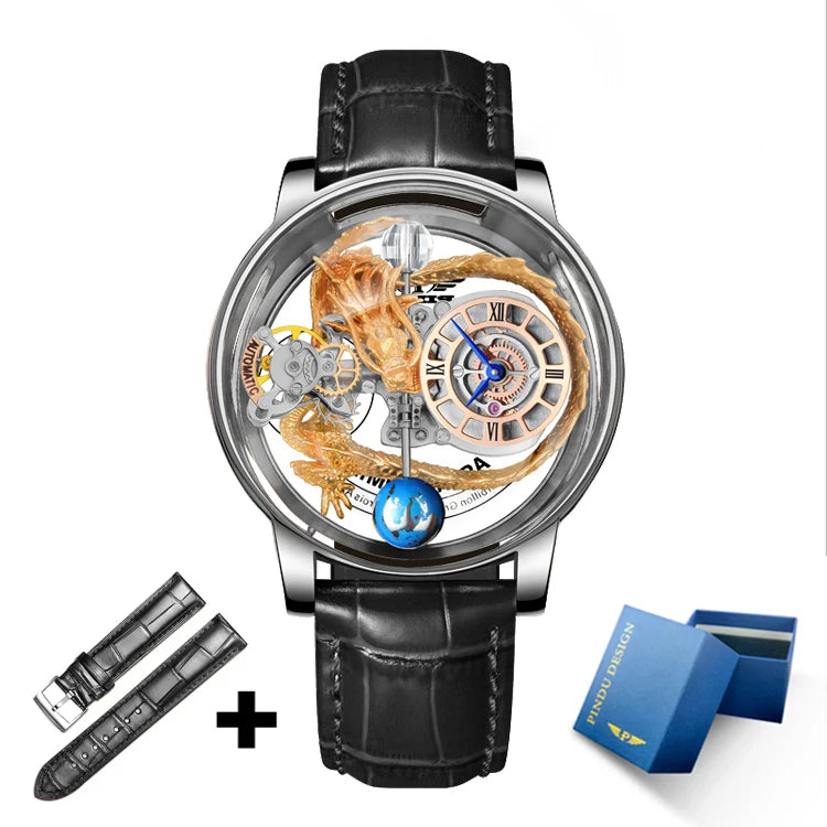 Relogio PINDU Fixed Roulette Watch Latest Design Quartz Watch Men Waterproof Leather Man Wristwatch Upgraded Version