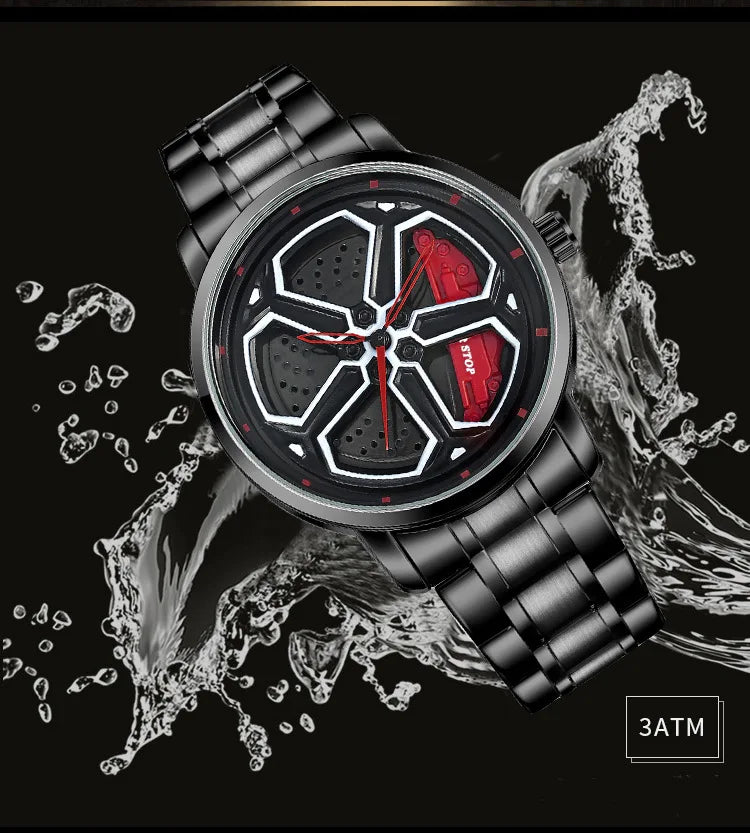 Luxury Sport Car Wheel Watch for Men Top Brand Car Wheel Rim Dial 3D Fashion Men's Watch Waterproof Men Watch Relogio Masculino