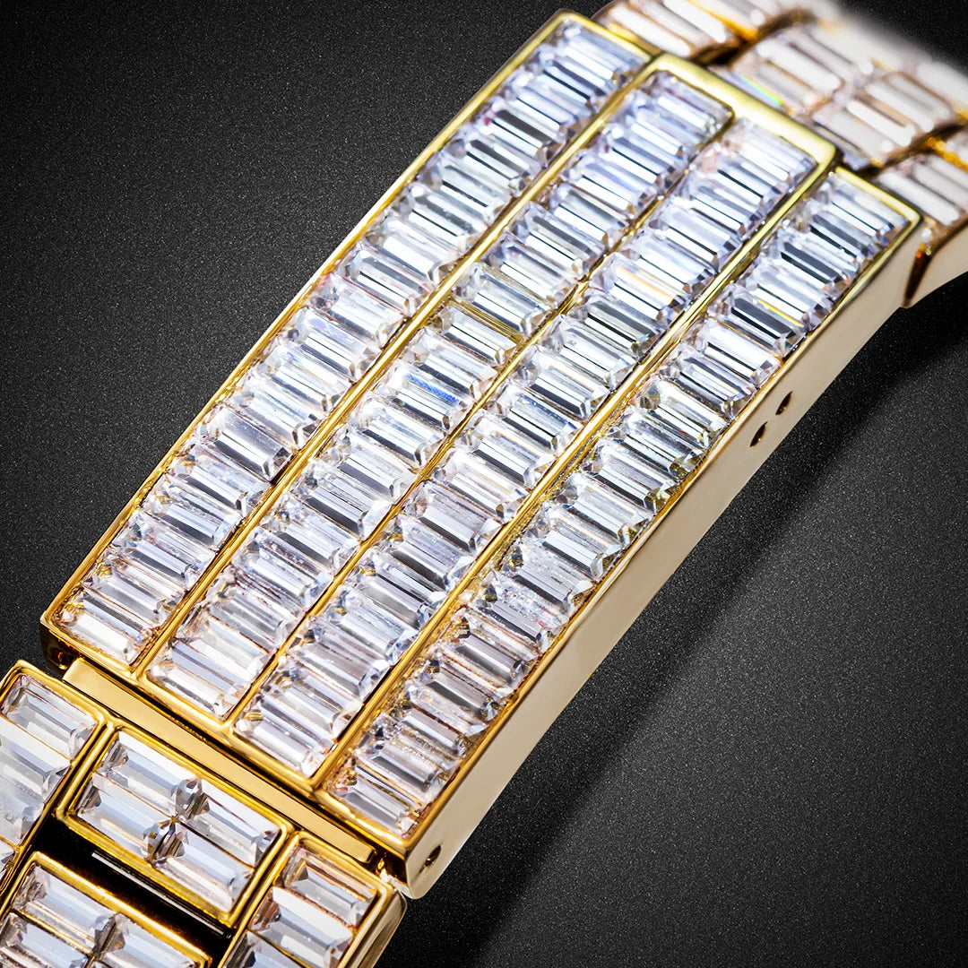 Chronograph Men Quartz Watches Waterproof Rainbow Diamond Luxury Iced Out Watches For Men Gift Dropshipping uhren für herren